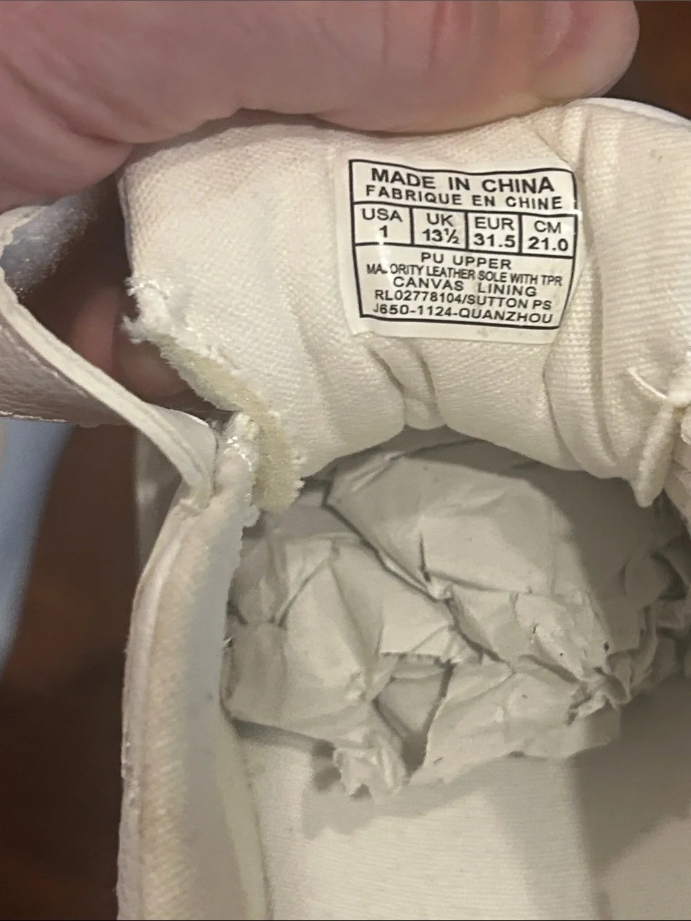 Ralph Lauren Polo Sutton Kids White Velcro & Lace Court Sneakers Size 1